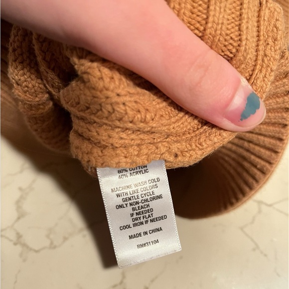 Crown & Ivy Cable Knit Turtleneck Sweater Dress - Camel Tan Womens Size XL - Picture 5 of 5